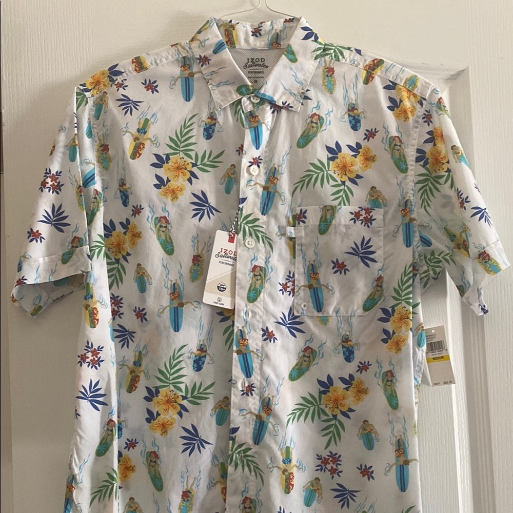 IZOD Men's Tropical Print Shirt - White